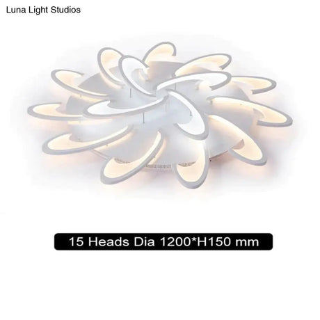 Remote Control Led Ceiling Lights With Ultra-Thin Acrylic Flush Mount Lamp 15 Heads / Cool White