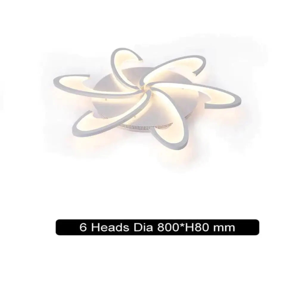 Remote Control Led Ceiling Lights With Ultra-Thin Acrylic Flush Mount Lamp 6 Heads / Cool White