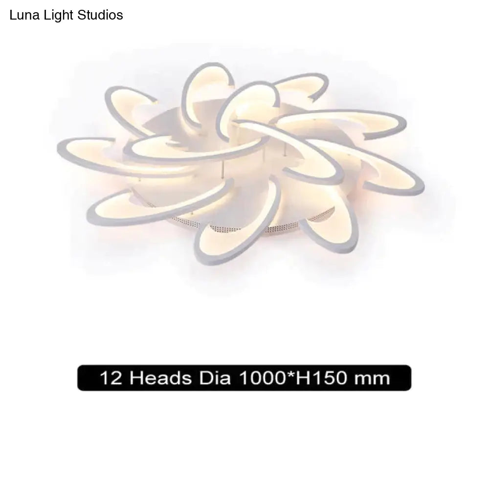 Remote Control Led Ceiling Lights With Ultra-Thin Acrylic Flush Mount Lamp 12 Heads / Cool White