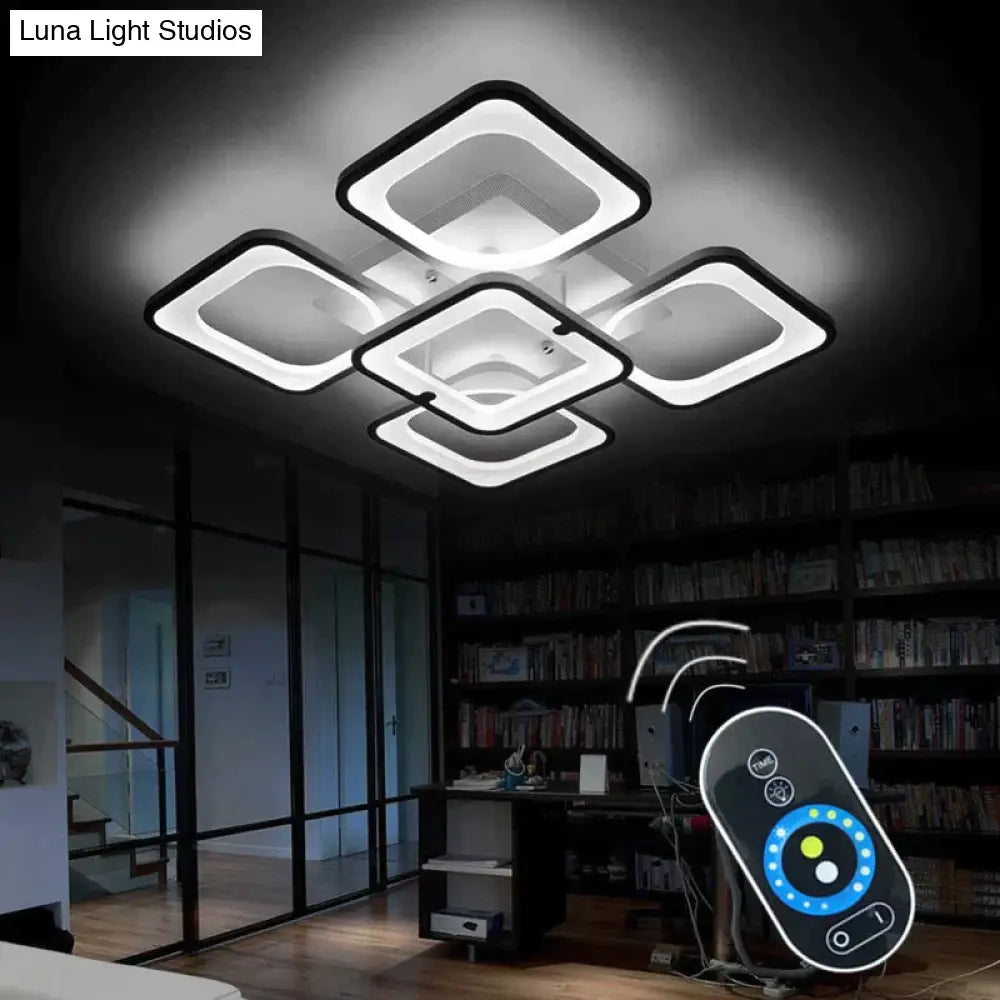 Remote Modern Led Ceiling Lights Fixture For Bedroom Dining Room Acrylic Lampshade Dimmable 15-25