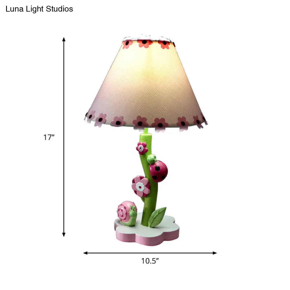 Resin Flower Desk Light - Table Lamp In Pink For Girls Bedroom