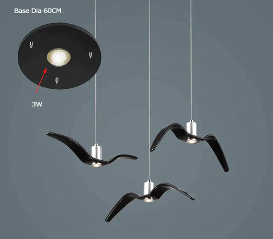 Resin Night Birds Silhouette Sky Freedom Seagull Pendant Light Abc Black Round