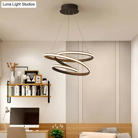 Restaurant Led Suspension Light - Nordic Style Chandelier In Metallic Coffee