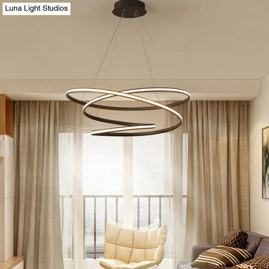 Chic Nordic Style Coffee Metallic Led Suspension Chandelier Light For Restaurants