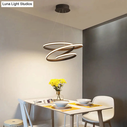 Chic Nordic Style Coffee Metallic Led Suspension Chandelier Light For Restaurants