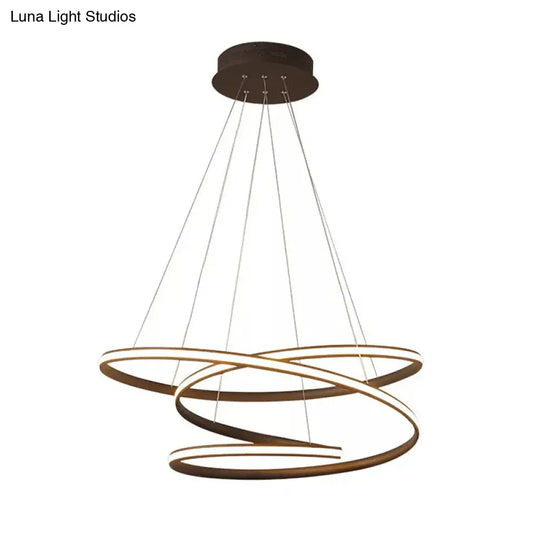 Restaurant Led Suspension Light - Nordic Style Chandelier In Metallic Coffee