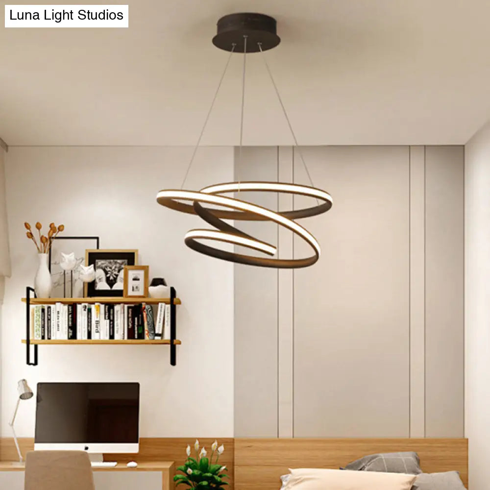 Chic Nordic Style Coffee Metallic Led Suspension Chandelier Light For Restaurants