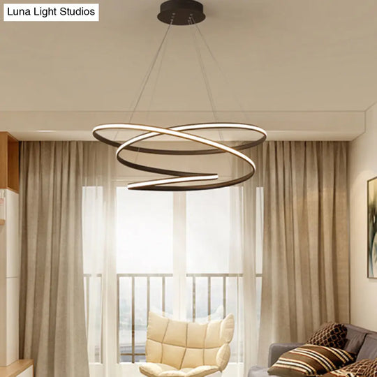 Restaurant Led Suspension Light - Nordic Style Chandelier In Metallic Coffee