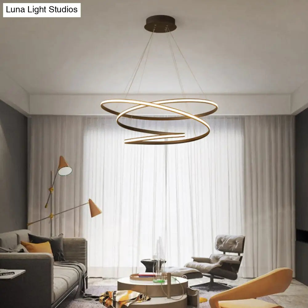 Chic Nordic Style Coffee Metallic Led Suspension Chandelier Light For Restaurants / 39.5 White