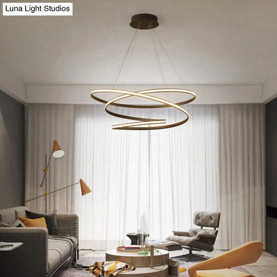 Chic Nordic Style Coffee Metallic Led Suspension Chandelier Light For Restaurants / 39.5 White