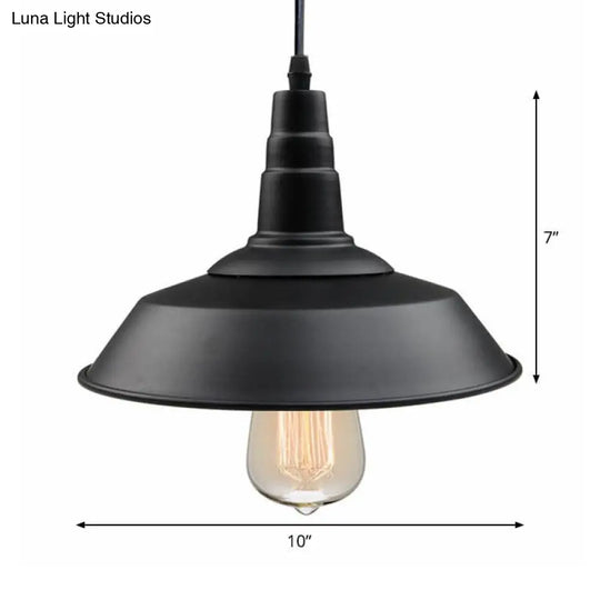 Restaurant Pendant Light: Countryside Black Metal Hanging Barn Ceiling Lamp - 1 Bulb