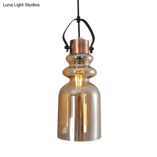 Retro 1-Head Hanging Lamp: Silver/Gold/Red Brown Glass Pendant Light For Living Room