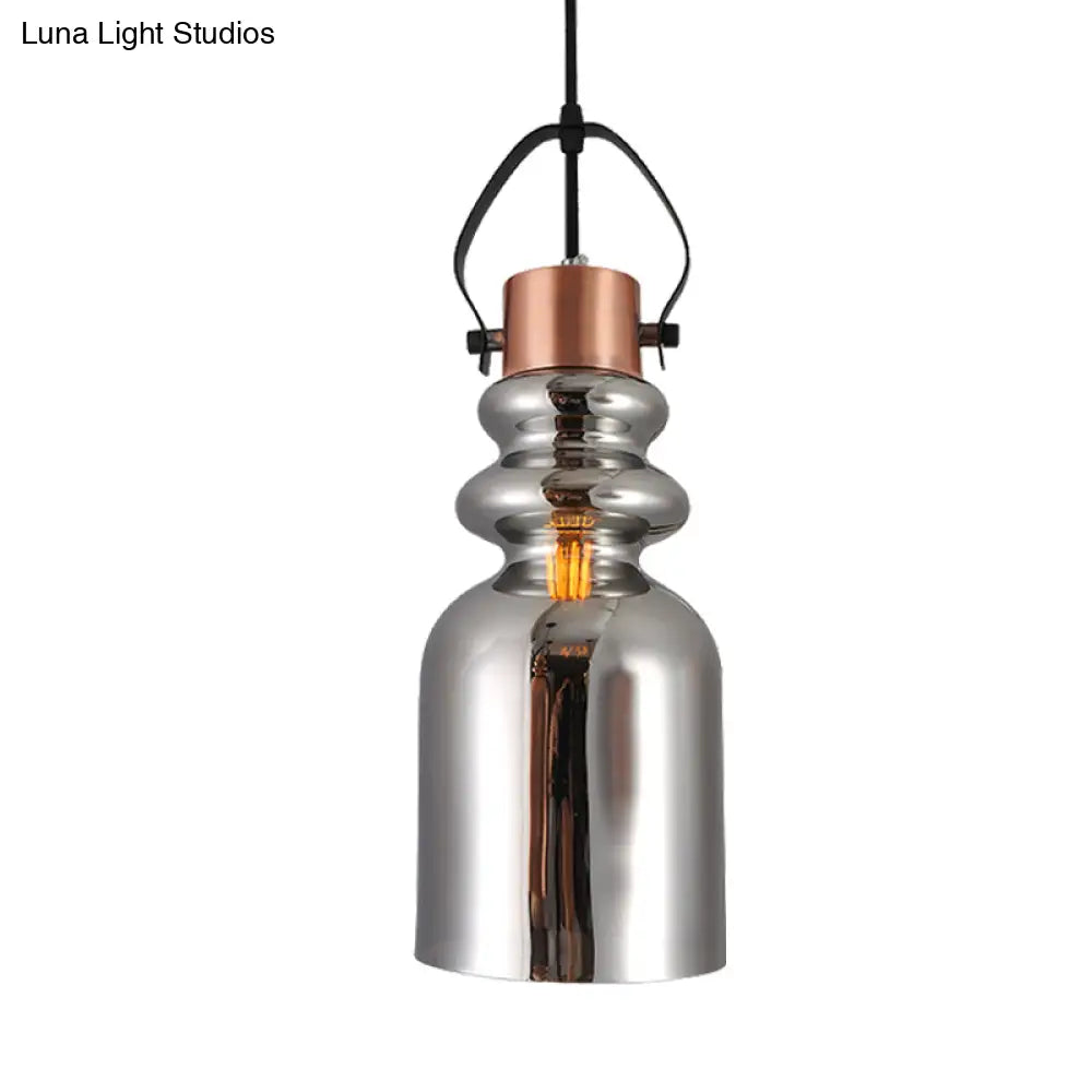 Retro 1-Head Hanging Lamp: Silver/Gold/Red Brown Glass Pendant Light For Living Room