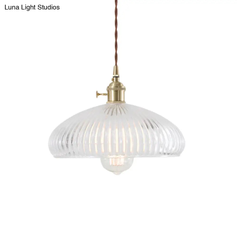 Retro 1-Light Clear Glass Brass Pendant Lamp For Living Room
