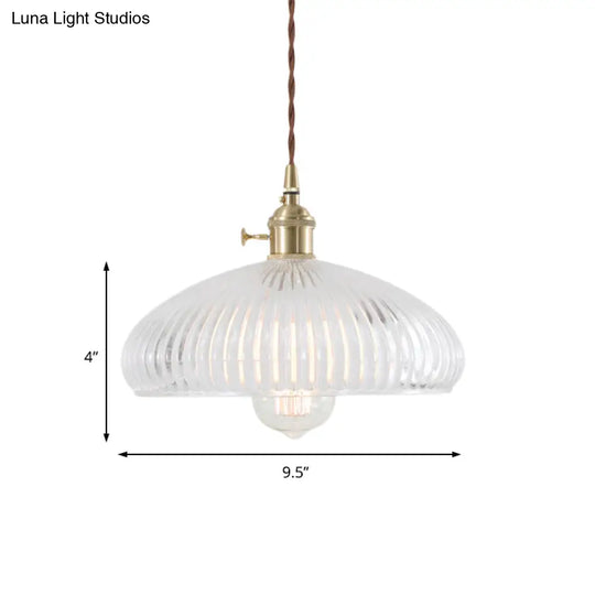 Retro 1-Light Clear Glass Brass Pendant Lamp For Living Room