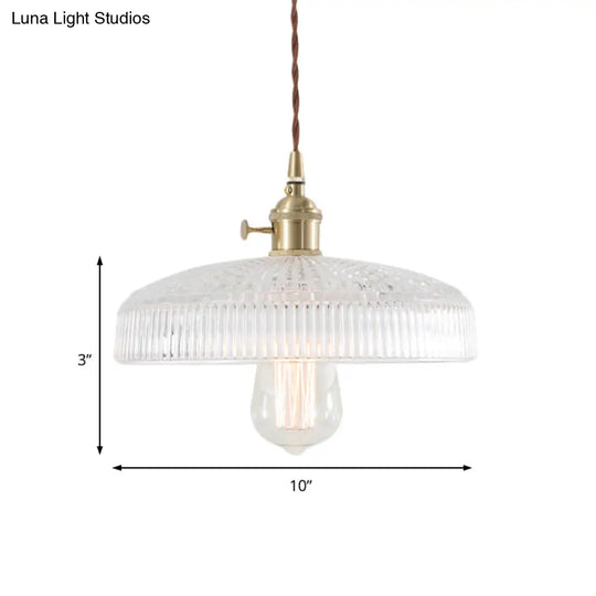 Retro 1-Light Clear Glass Brass Pendant Lamp For Living Room