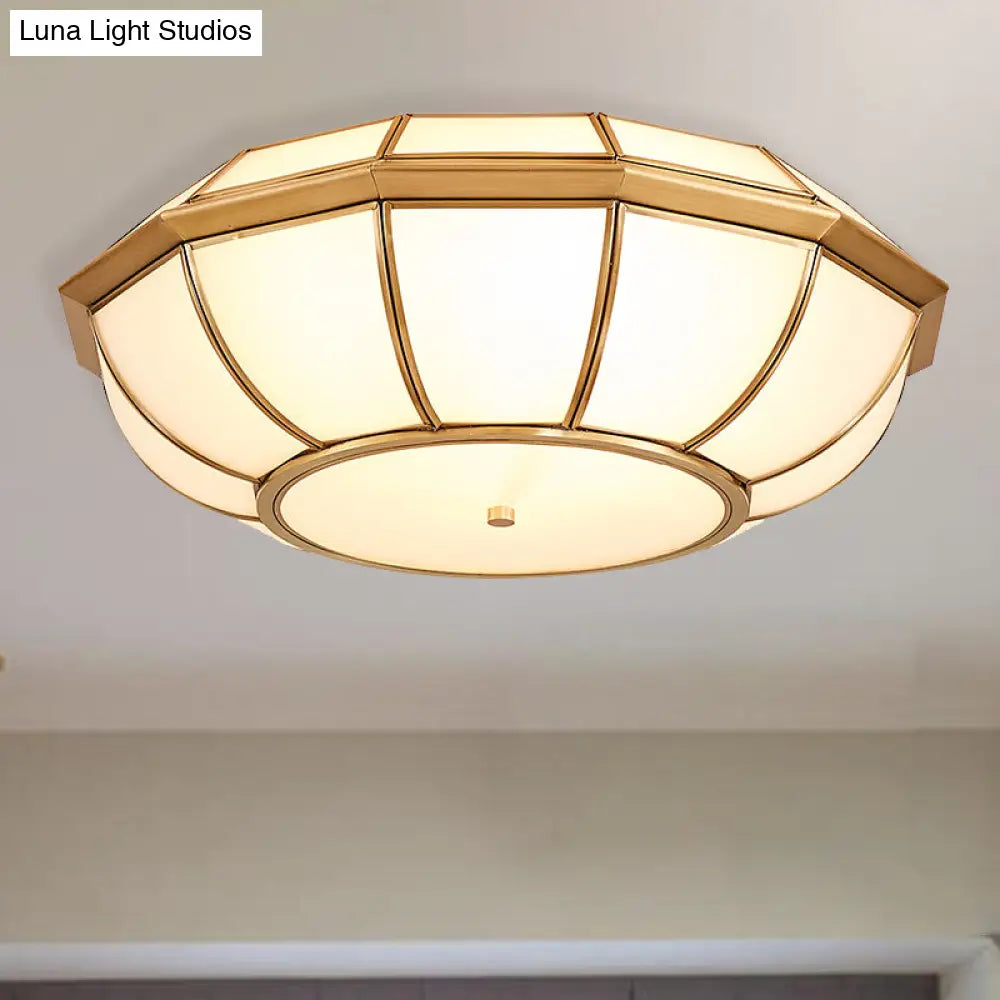 Retro 4 Bulb Brass Flush Mount Basket Ceiling Light - Living Room Lamp