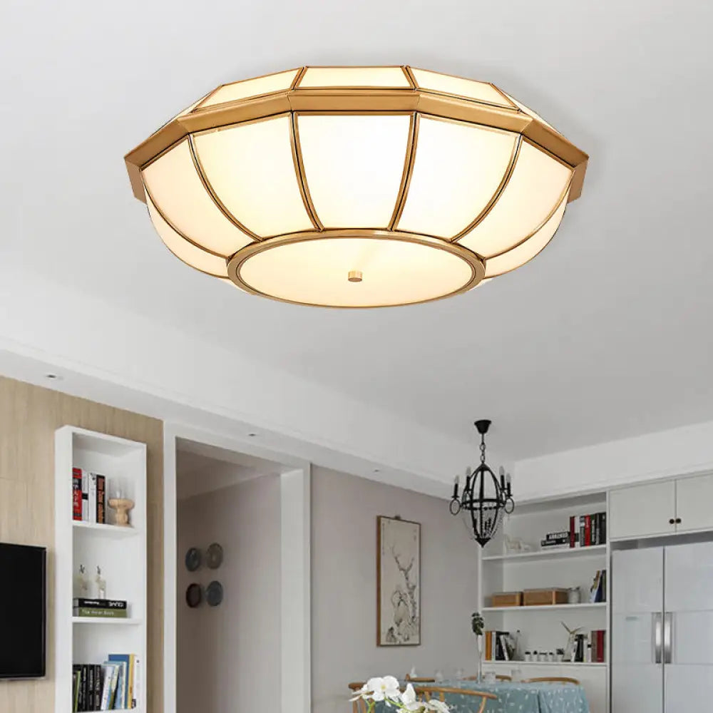Retro 4 Bulb Brass Flush Mount Basket Ceiling Light - Living Room Lamp