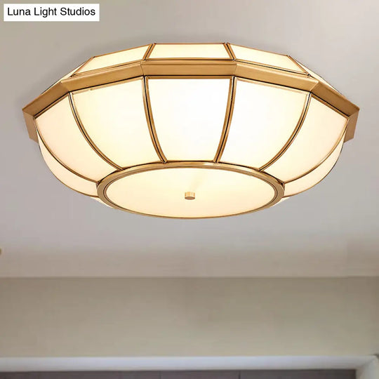 Retro 4 Bulb Brass Flush Mount Basket Ceiling Light - Living Room Lamp