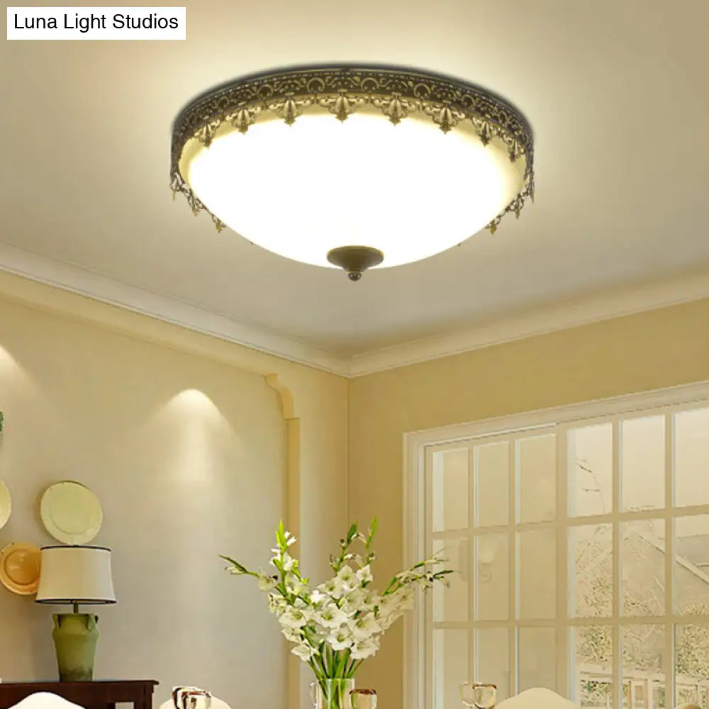 Retro Acrylic Flush Mount Ceiling Light - Brown-Black Shaded Single Bedroom Lighting / Small D