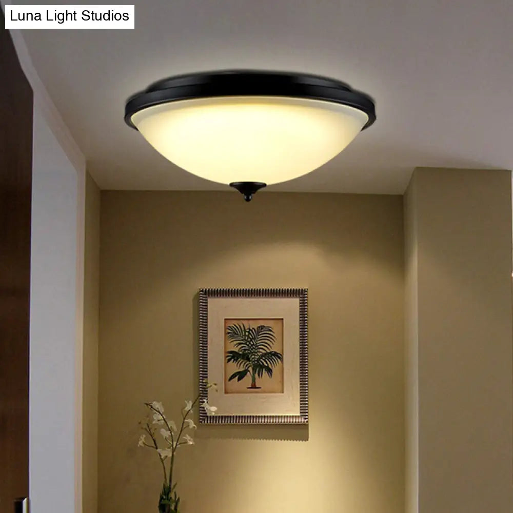 Retro Acrylic Flush Mount Ceiling Light - Brown-Black Shaded Single Bedroom Lighting / Small B