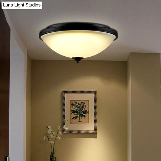 Retro Acrylic Flush Mount Ceiling Light - Brown-Black Shaded Single Bedroom Lighting / Small B