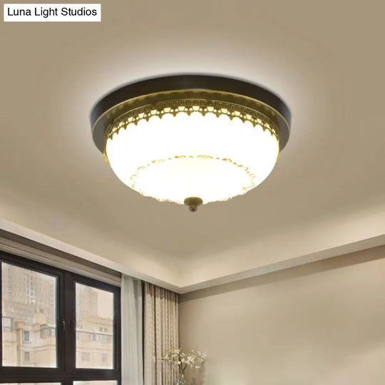 Retro Acrylic Flush Mount Ceiling Light - Brown-Black Shaded Single Bedroom Lighting / Small E