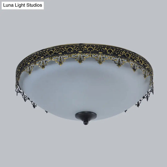 Retro Acrylic Flush Mount Ceiling Light - Brown - Black Shaded Single Bedroom Lighting