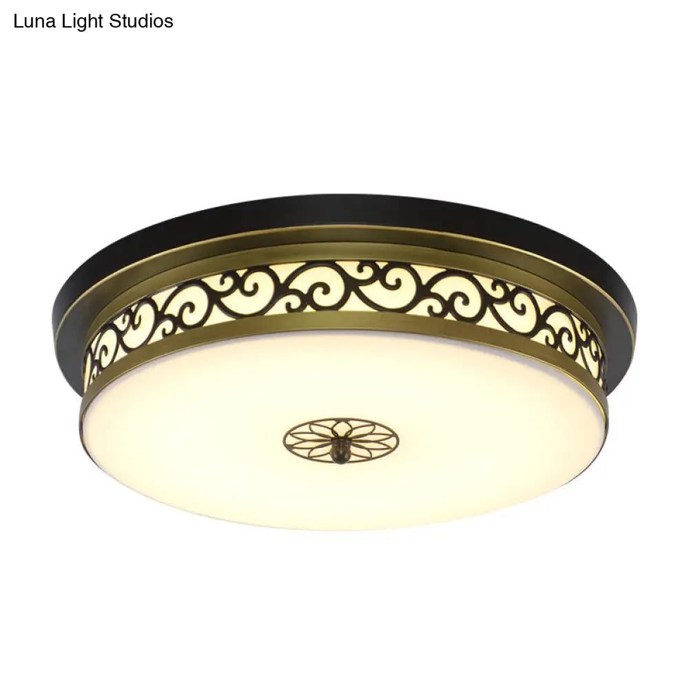 Retro Acrylic Flush Mount Ceiling Light - Brown-Black Shaded Single Bedroom Lighting