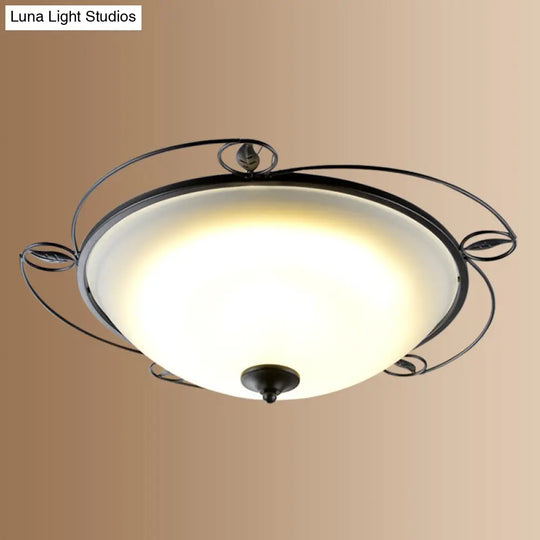 Retro Acrylic Flush Mount Ceiling Light - Brown-Black Shaded Single Bedroom Lighting / Small C