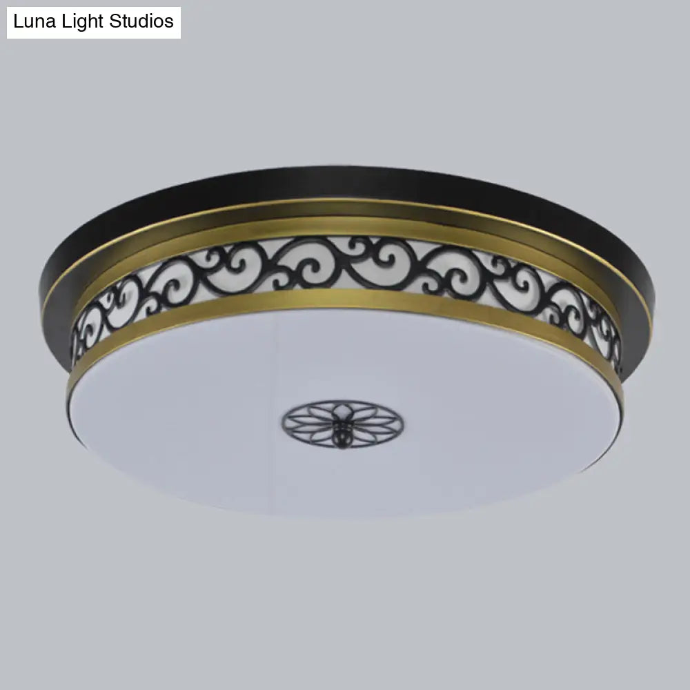 Retro Acrylic Flush Mount Ceiling Light - Brown-Black Shaded Single Bedroom Lighting