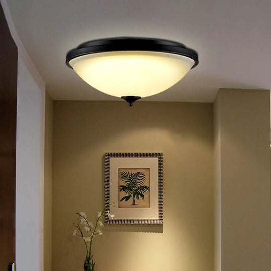 Retro Acrylic Flush Mount Ceiling Light - Brown - Black Shaded Single Bedroom Lighting / Small B