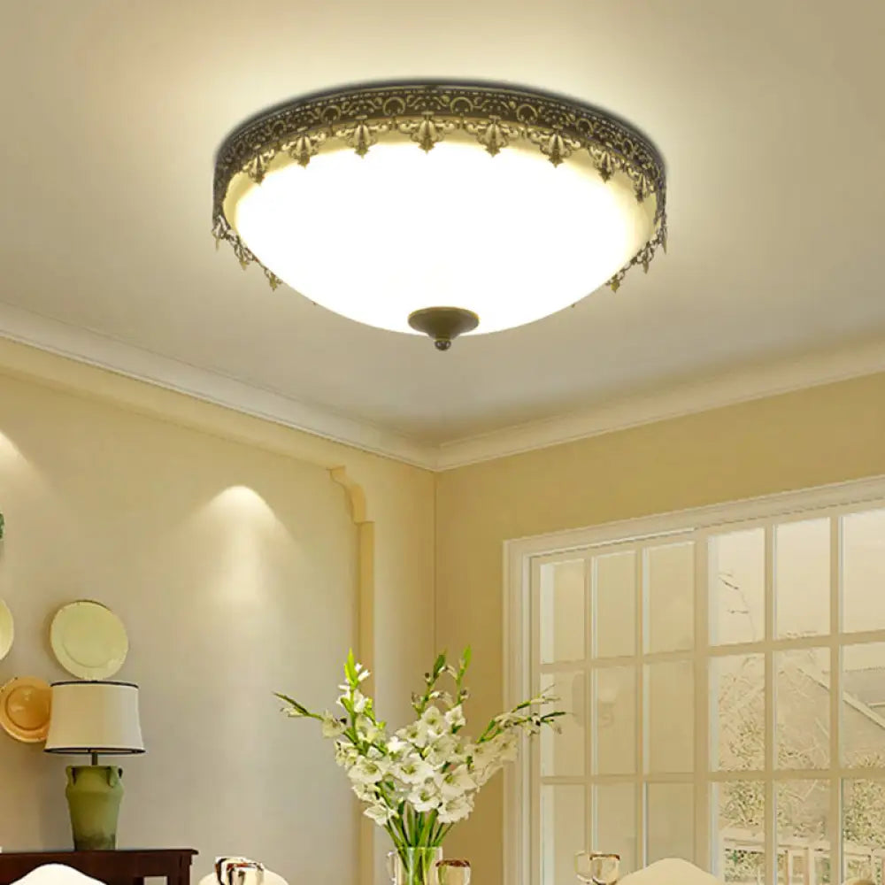 Retro Acrylic Flush Mount Ceiling Light - Brown - Black Shaded Single Bedroom Lighting / Small D