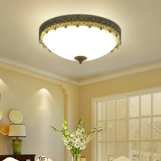 Retro Acrylic Flush Mount Ceiling Light - Brown - Black Shaded Single Bedroom Lighting / Small D