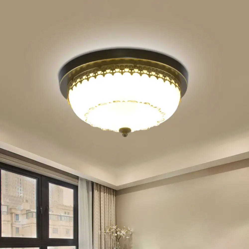 Retro Acrylic Flush Mount Ceiling Light - Brown - Black Shaded Single Bedroom Lighting / Small E