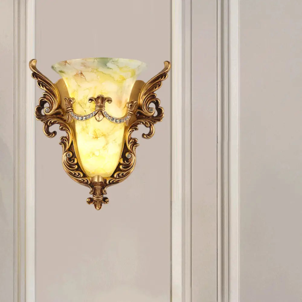 Retro Angel Wing Wall Lamp - Single Resin Gold Sconce Light Fixture