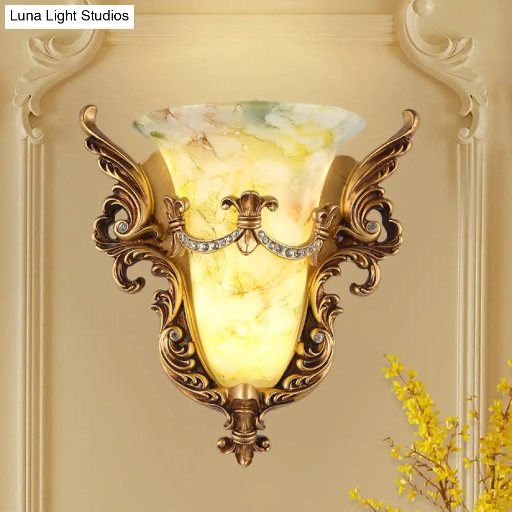 Retro Angel Wing Wall Lamp - Single Resin Gold Sconce Light Fixture