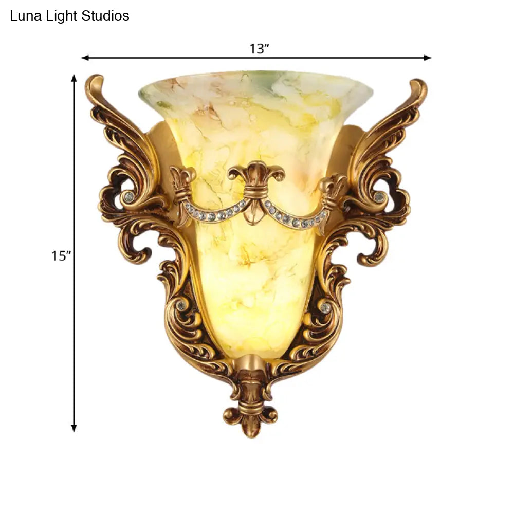 Retro Angel Wing Wall Lamp - Single Resin Gold Sconce Light Fixture