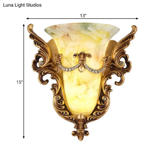 Retro Angel Wing Wall Lamp - Single Resin Gold Sconce Light Fixture