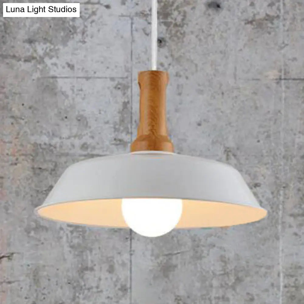 Retro Stylish Barn Hanging Light - 10/14 1 Bulb Metal Ceiling Fixture Black/White Kitchen Lighting