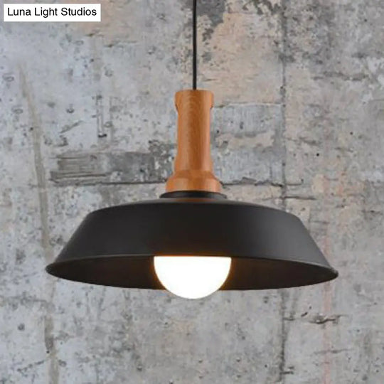 Retro Stylish Barn Hanging Light - 10/14 1 Bulb Metal Ceiling Fixture Black/White Kitchen Lighting