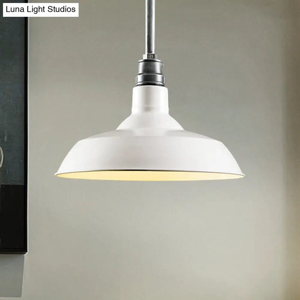 Retro Style Barn Shade Metal Pendant Light - Black/White/Rust Ideal For Living Room