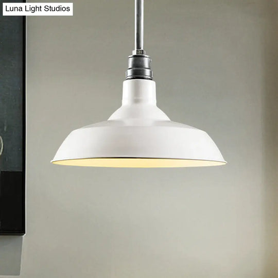 Retro Style Barn Shade Metal Pendant Light - Black/White/Rust Ideal For Living Room