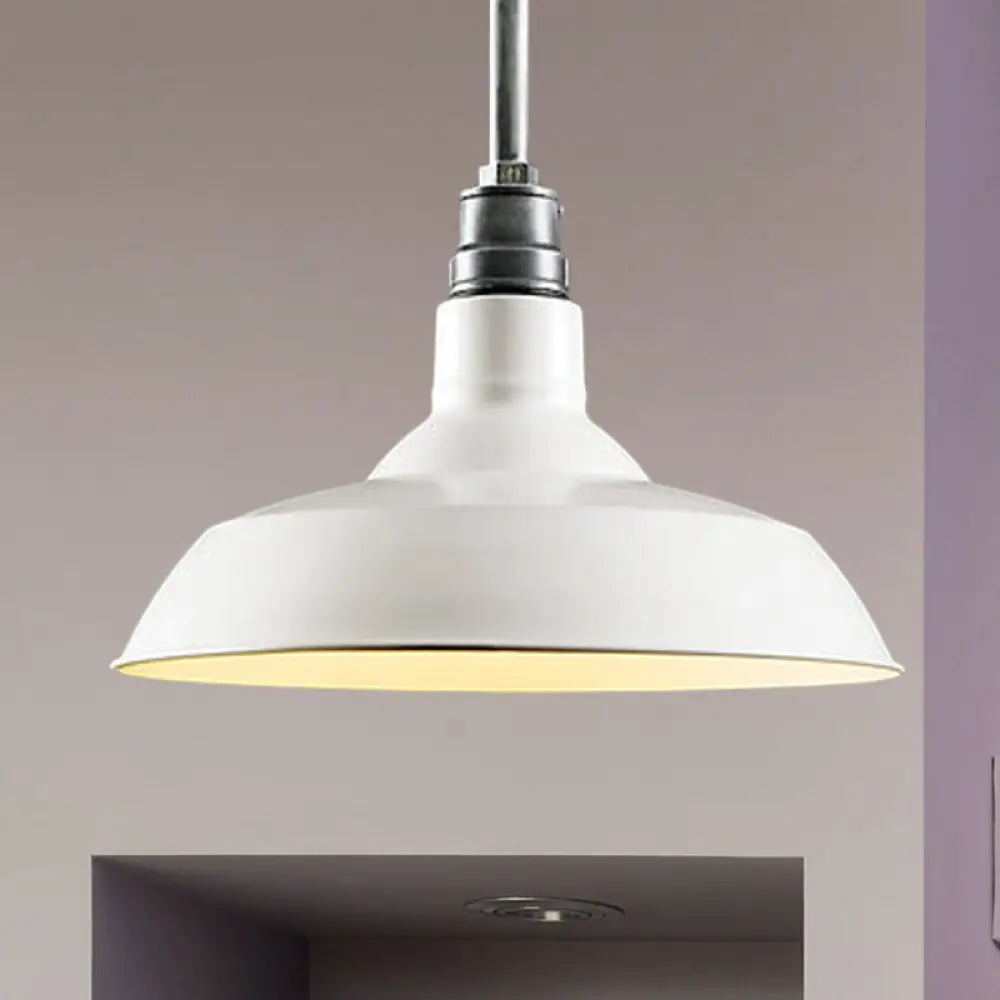 Retro Barn-Style Metal Pendant Lighting For Living Rooms - Black/White/Rust White