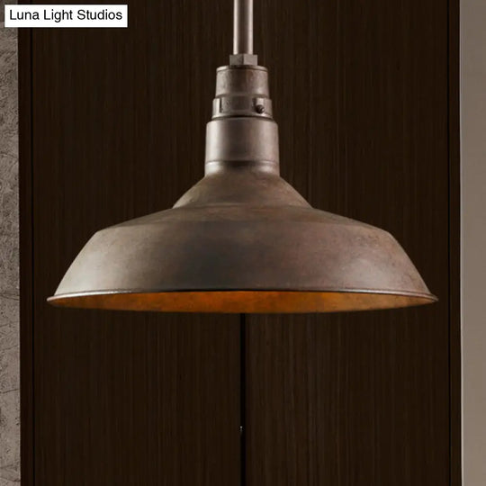 Retro Style Barn Shade Metal Pendant Light - Black/White/Rust Ideal For Living Room Rust