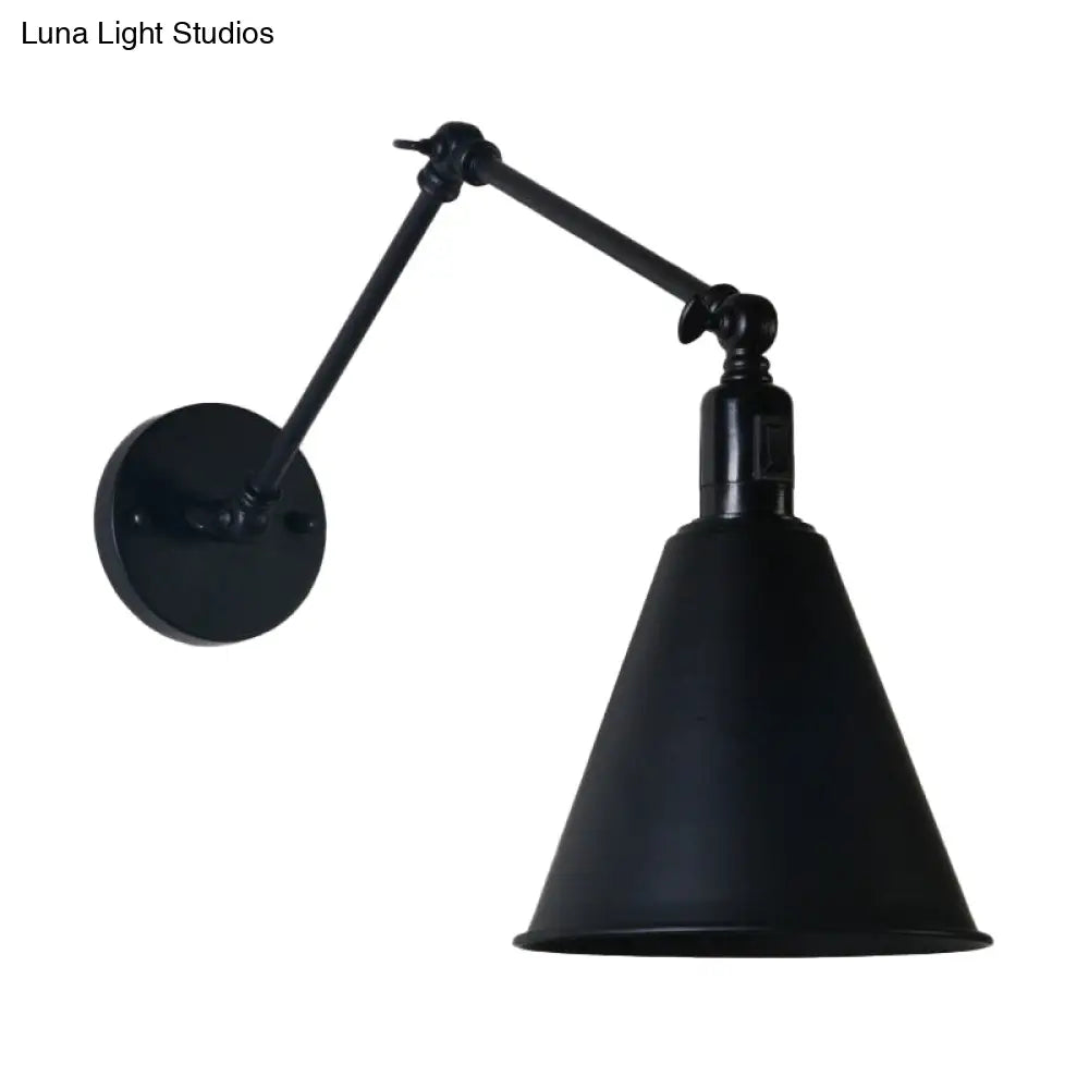 Retro Black Iron Wall Lamp With Adjustable Arm - Single-Bulb Mount Light Fixture