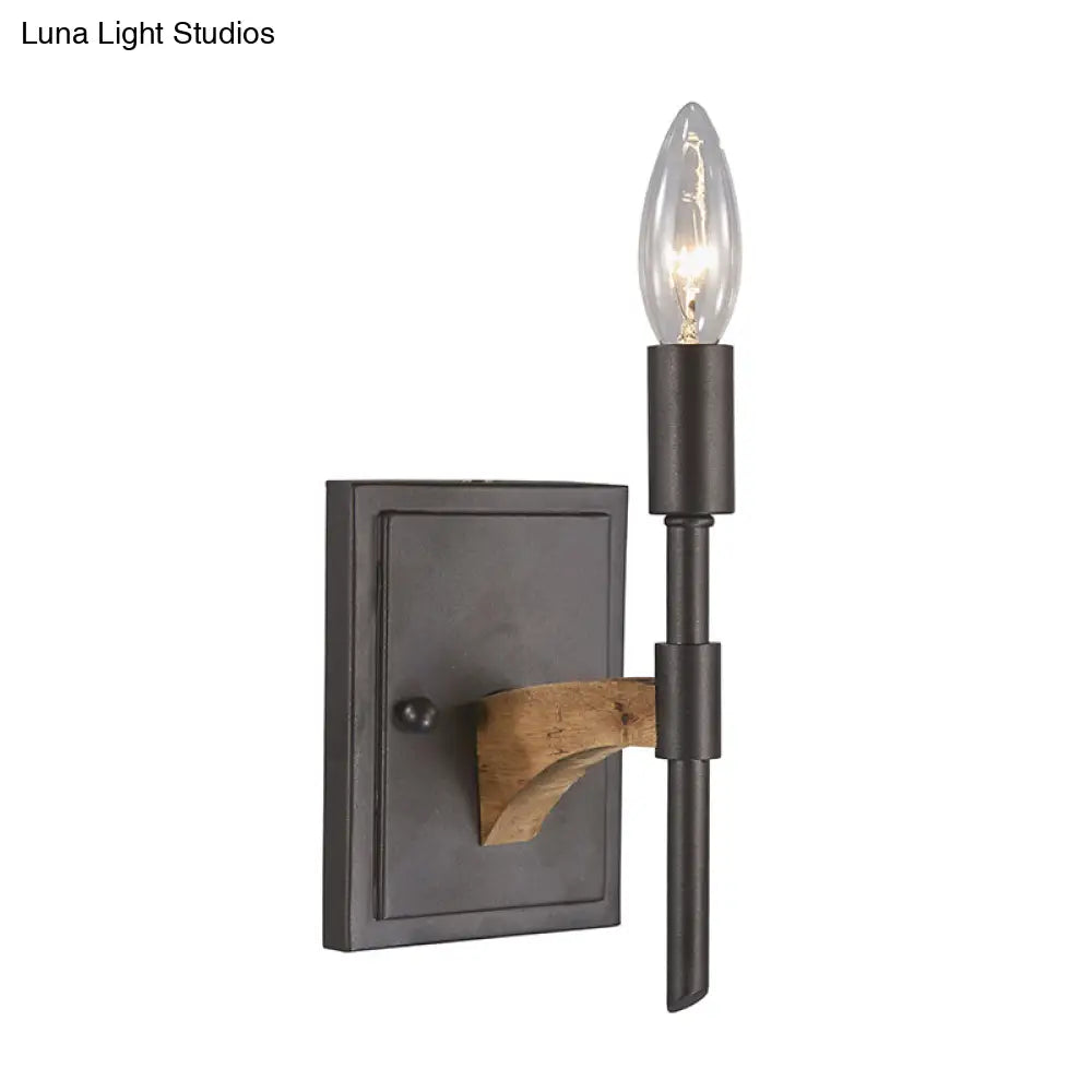 Retro Black Metal Wall Sconce - Head Candle/Cone Lighting- Mounted Light With/Without Shade