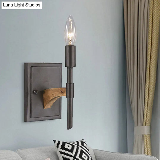 Retro Black Metal Wall Sconce - Head Candle/Cone Lighting- Mounted Light With/Without Shade