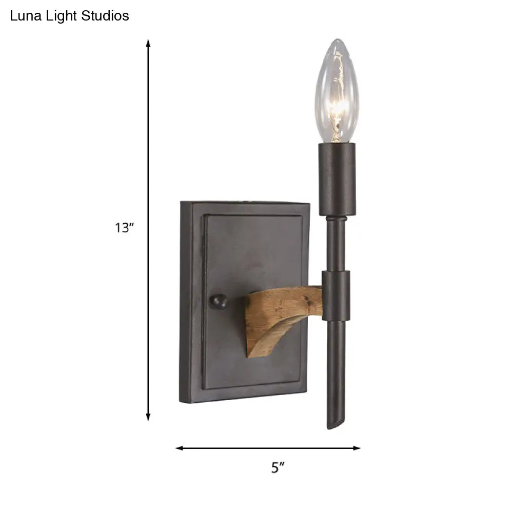 Retro Black Metal Wall Sconce - Head Candle/Cone Lighting- Mounted Light With/Without Shade