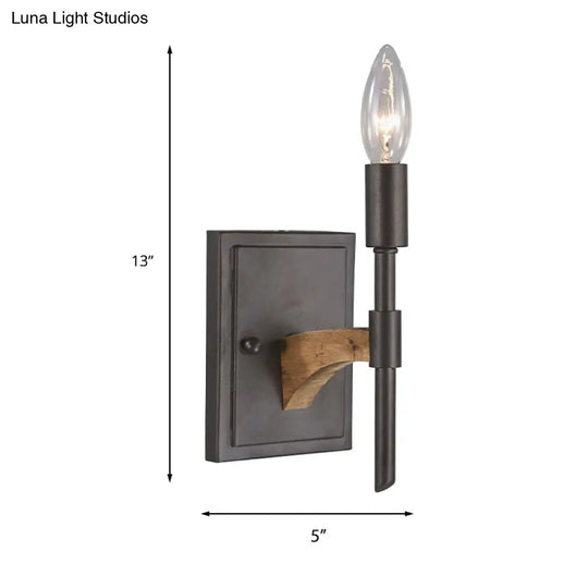 Retro Black Metal Wall Sconce - Head Candle/Cone Lighting- Mounted Light With/Without Shade